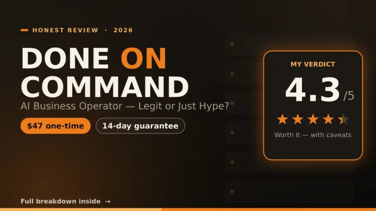 Done On Command review 2026 — 4.3 out of 5 verdict for the $47 AI business operator