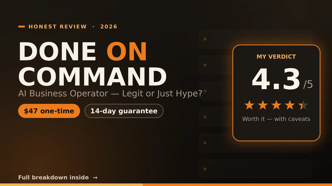 Done On Command review 2026 — 4.3 out of 5 verdict for the $47 AI business operator