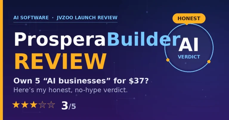 ProsperaBuilder review thumbnail with a 3 out of 5 honest verdict rating